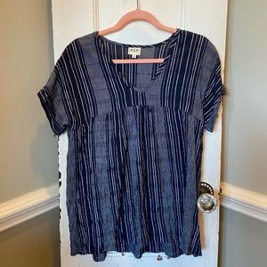 Women’s Navy blue and white striped blouse! Size small!